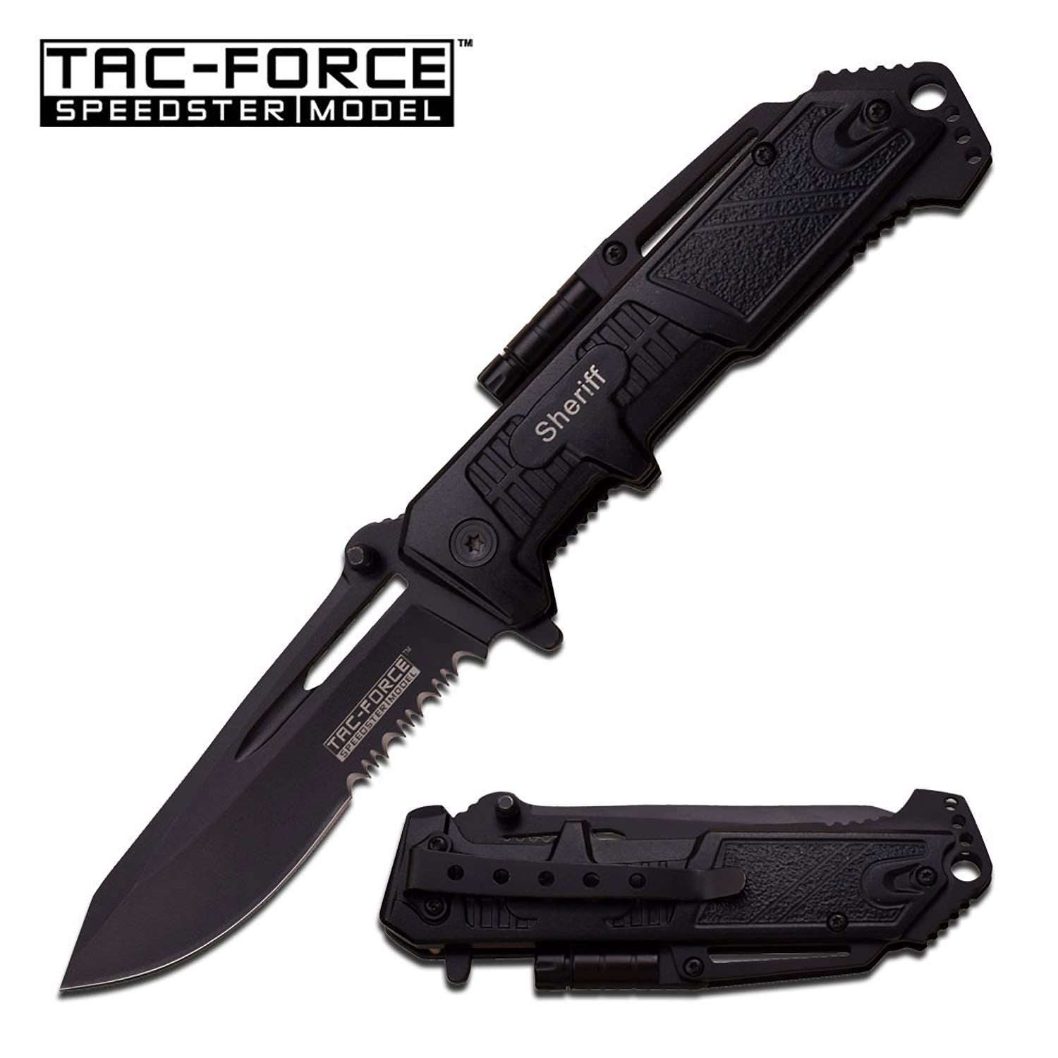 Tac-Force 4.75 Inch Spring Assisted LED Knife Sheriff - Tophatter's Army Products & Self Defense Collectible Weapons - Tophatter Daily Deals